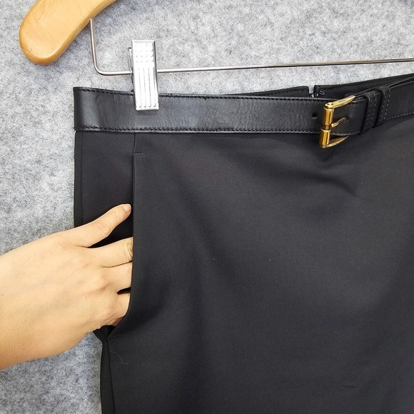 GUCCI Skirt Leather Belt Buckle Women 42 Small Black Mini Pencil LuxuryITALY - Picture 7 of 16